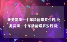 业务员卖一个车险能赚多少钱(业务员卖一个车险能赚多少钱啊)