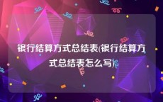 银行结算方式总结表(银行结算方式总结表怎么写)