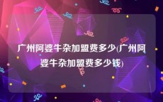 广州阿婆牛杂加盟费多少(广州阿婆牛杂加盟费多少钱)