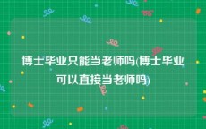 博士毕业只能当老师吗(博士毕业可以直接当老师吗)
