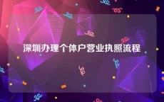 深圳办理个体户营业执照流程