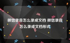 微信录音怎么录成文档 微信录音怎么录成文档形式