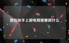 想在快手上做电商需要做什么