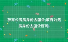 放弃公务员身份去国企(放弃公务员身份去国企好吗)