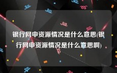 银行网申资源情况是什么意思(银行网申资源情况是什么意思啊)