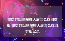 微信群组删除聊天后怎么找回群组 微信群组删除聊天后怎么找回群组记录