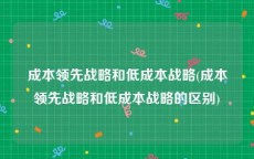 成本领先战略和低成本战略(成本领先战略和低成本战略的区别)
