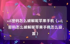 wifi密码怎么破解呢苹果手机〈wifi密码怎么破解呢苹果手机怎么设置〉