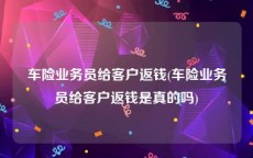 车险业务员给客户返钱(车险业务员给客户返钱是真的吗)