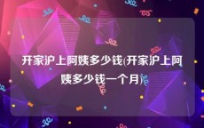 开家沪上阿姨多少钱(开家沪上阿姨多少钱一个月)