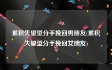 累积失望型分手挽回男朋友(累积失望型分手挽回女朋友)