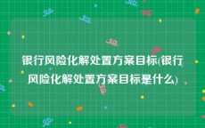 银行风险化解处置方案目标(银行风险化解处置方案目标是什么)