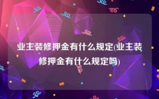 业主装修押金有什么规定(业主装修押金有什么规定吗)