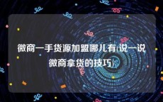 微商一手货源加盟哪儿有(说一说微商拿货的技巧)