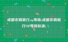 成都农商银行vip等级(成都农商银行VIP等级标准)