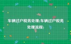 车辆过户税务处理(车辆过户税务处理流程)
