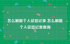 怎么刷新个人征信记录 怎么刷新个人征信记录查询