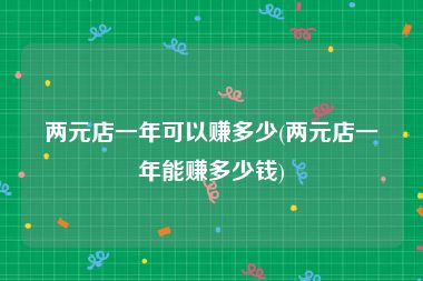 两元店一年可以赚多少(两元店一年能赚多少钱)