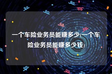 一个车险业务员能赚多少(一个车险业务员能赚多少钱)