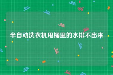 半自动洗衣机甩桶里的水排不出来