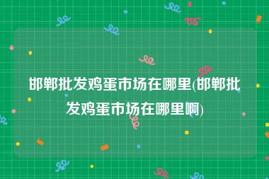 邯郸批发鸡蛋市场在哪里(邯郸批发鸡蛋市场在哪里啊)