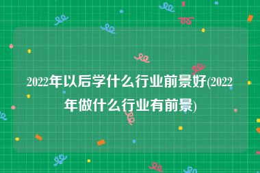 2022年以后学什么行业前景好(2022年做什么行业有前景)