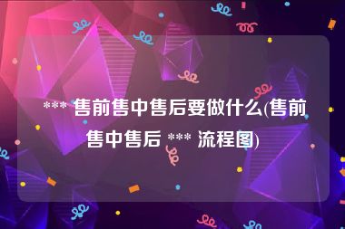  *** 售前售中售后要做什么(售前售中售后 *** 流程图)