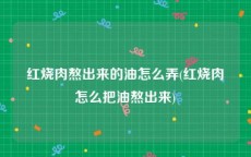 红烧肉熬出来的油怎么弄(红烧肉怎么把油熬出来)