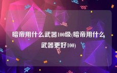 暗帝用什么武器100级(暗帝用什么武器更好100)
