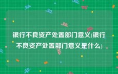 银行不良资产处置部门意义(银行不良资产处置部门意义是什么)