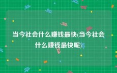 当今社会什么赚钱最快(当今社会什么赚钱最快呢)