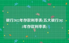 银行2022年存款利率表(五大银行2022年存款利率表)