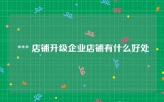  *** 店铺升级企业店铺有什么好处