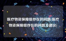 医疗物资保障组存在的问题(医疗物资保障组存在的问题及建议)