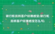 银行柜员转客户经理感受(银行柜员转客户经理感受怎么写)
