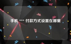 手机 *** 付款方式设置在哪里