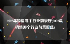 2022年销售哪个行业前景好(2022年销售哪个行业前景好些)