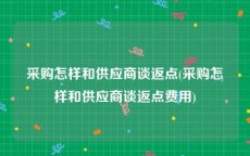采购怎样和供应商谈返点(采购怎样和供应商谈返点费用)