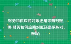 财务和供应商对账还是采购对账呢(财务和供应商对账还是采购对账呢)
