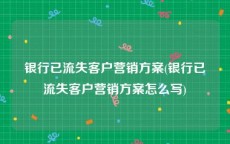 银行已流失客户营销方案(银行已流失客户营销方案怎么写)