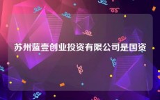 苏州蓝壹创业投资有限公司是国资