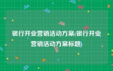 银行开业营销活动方案(银行开业营销活动方案标题)