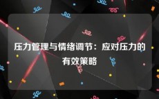 压力管理与情绪调节：应对压力的有效策略