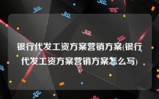 银行代发工资方案营销方案(银行代发工资方案营销方案怎么写)