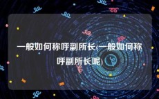 一般如何称呼副所长(一般如何称呼副所长呢)