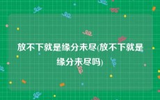 放不下就是缘分未尽(放不下就是缘分未尽吗)