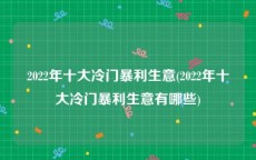 2022年十大冷门暴利生意(2022年十大冷门暴利生意有哪些)
