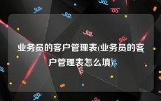 业务员的客户管理表(业务员的客户管理表怎么填)