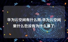 华为云空间有什么用(华为云空间里什么也没有为什么满了)