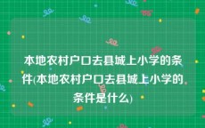 本地农村户口去县城上小学的条件(本地农村户口去县城上小学的条件是什么)